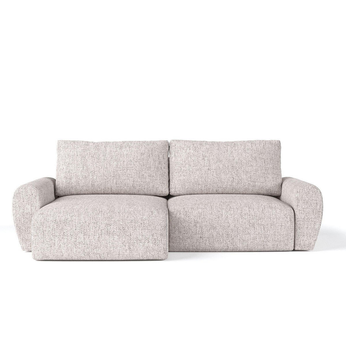 ECKSOFA OMARI mit Schlaffunktion Beige im Neve Stoff - Beige/Schwarz, Holz/Holzwerkstoff (253/153cm) - AltaBeds