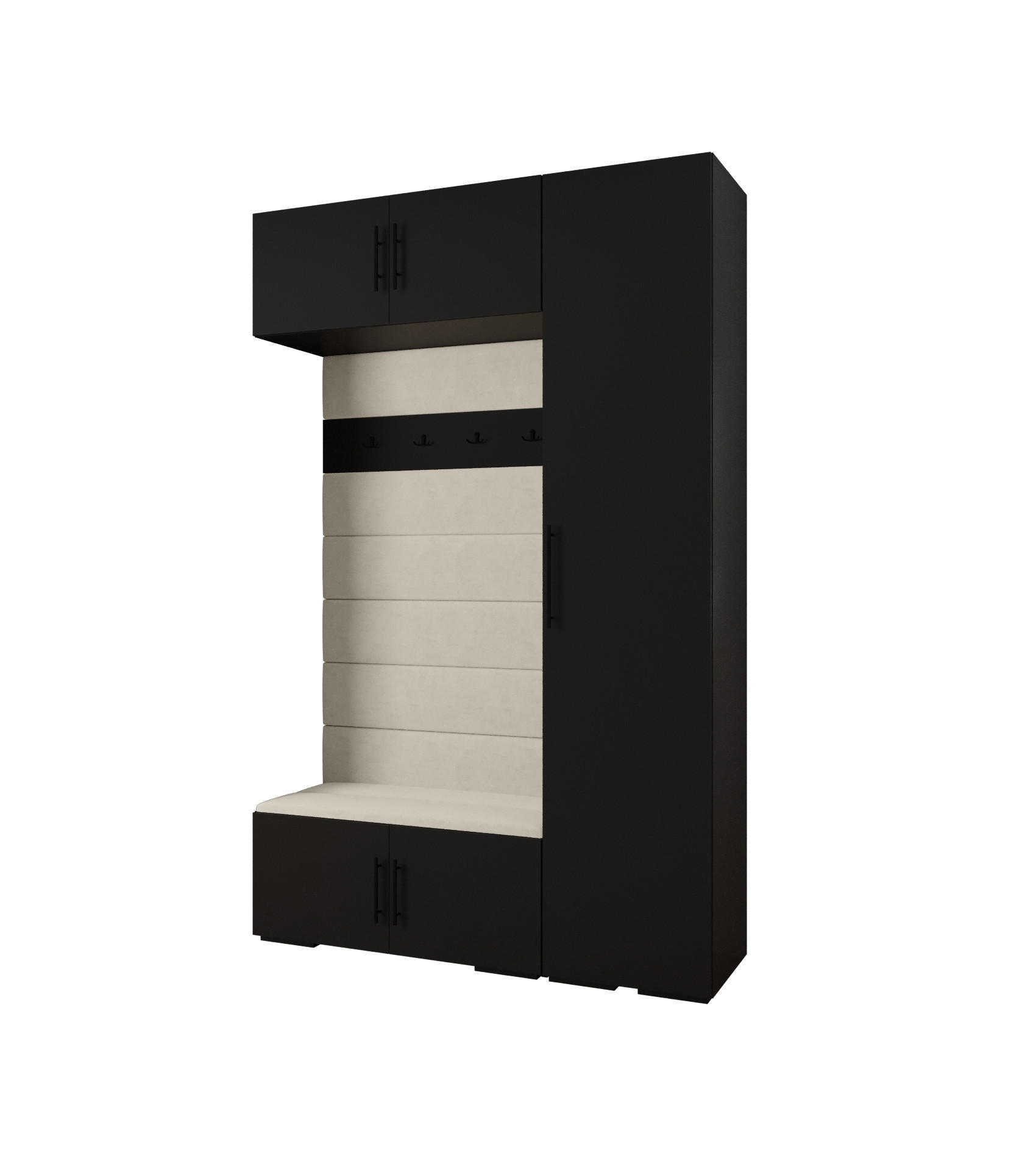 Abiks Möbel Garderoben-Set Schwarz, Beige, Schwarz 150x236.7x47 cm