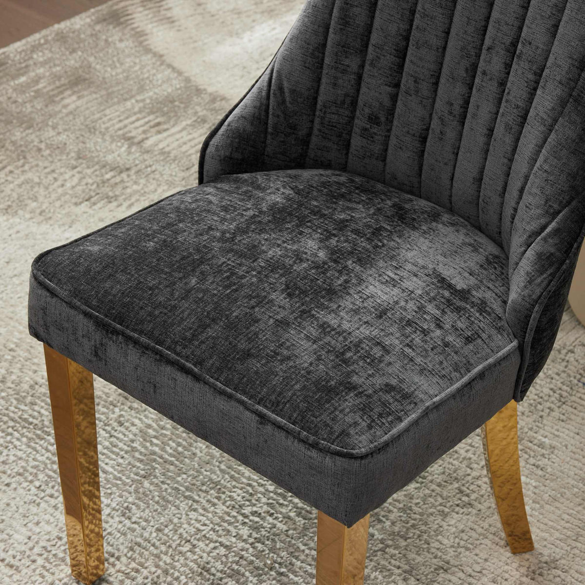 STUHL-SET DE-36306 2 Stück mit goldenen Metallbeinen Schwarz - Schwarz, Holz (50/95/65cm) - ComfortXL