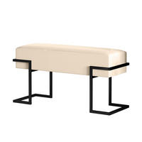POLSTERBANK CELY 80 cm, Hellbeige, Schwarzes Gestell, Samtstoff - Creme/Schwarz, Textil/Metall (80/42/34cm) - Bettso