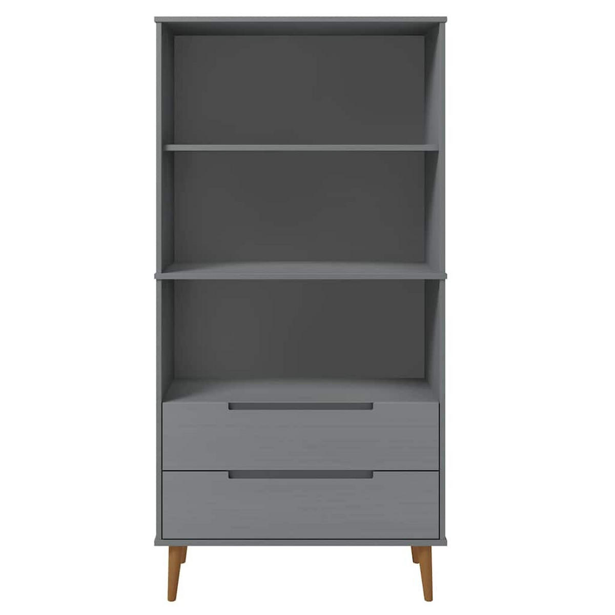 BÜCHERREGAL Molde Grau 85/35/170,5 Cm Massivholz Kiefer - Grau, Holz (35/170.5/85cm) - vidaXL