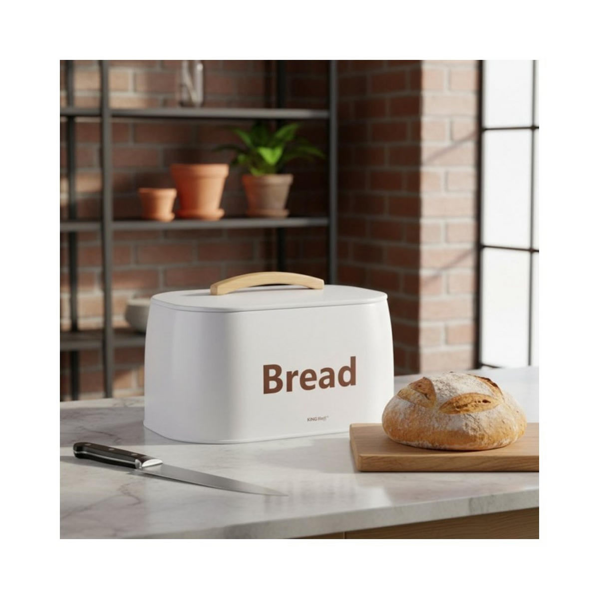 BROTKASTEN Weiß 34/24/18.5 cm 63011 - Weiß, Metall (24/18.5/34cm) - Kinghoff 