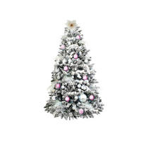 WEIHNACHTSBAUM geschmückt künstlich mit 222 Stk Kugeln POLAR PINK 300 cm mit Metallständer - Silberfarben/Weiß, Kunststoff (300cm) - LAALU