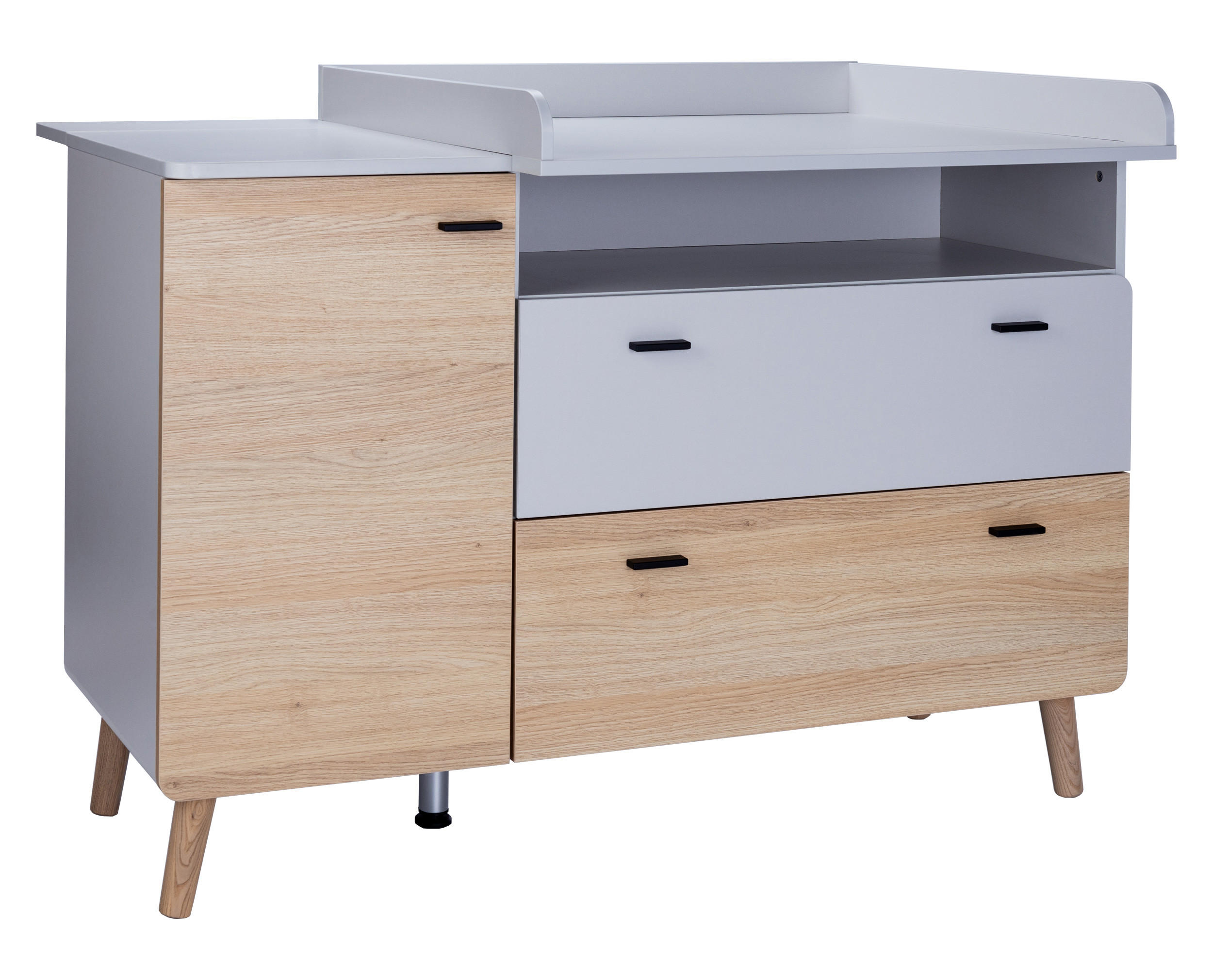WICKELKOMMODE Lovis XL - Eichefarben/Hellgrau, Holz/Holzwerkstoff (132/93/79cm) - arthur berndt