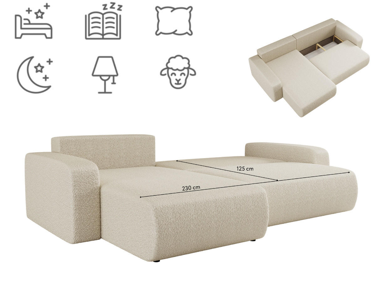 SCHLAFSOFA MILANO XL Und Bettkasten Stoff Quelle Beige Links - Beige, Holz (145/82/274cm) - Kaiser Möbel