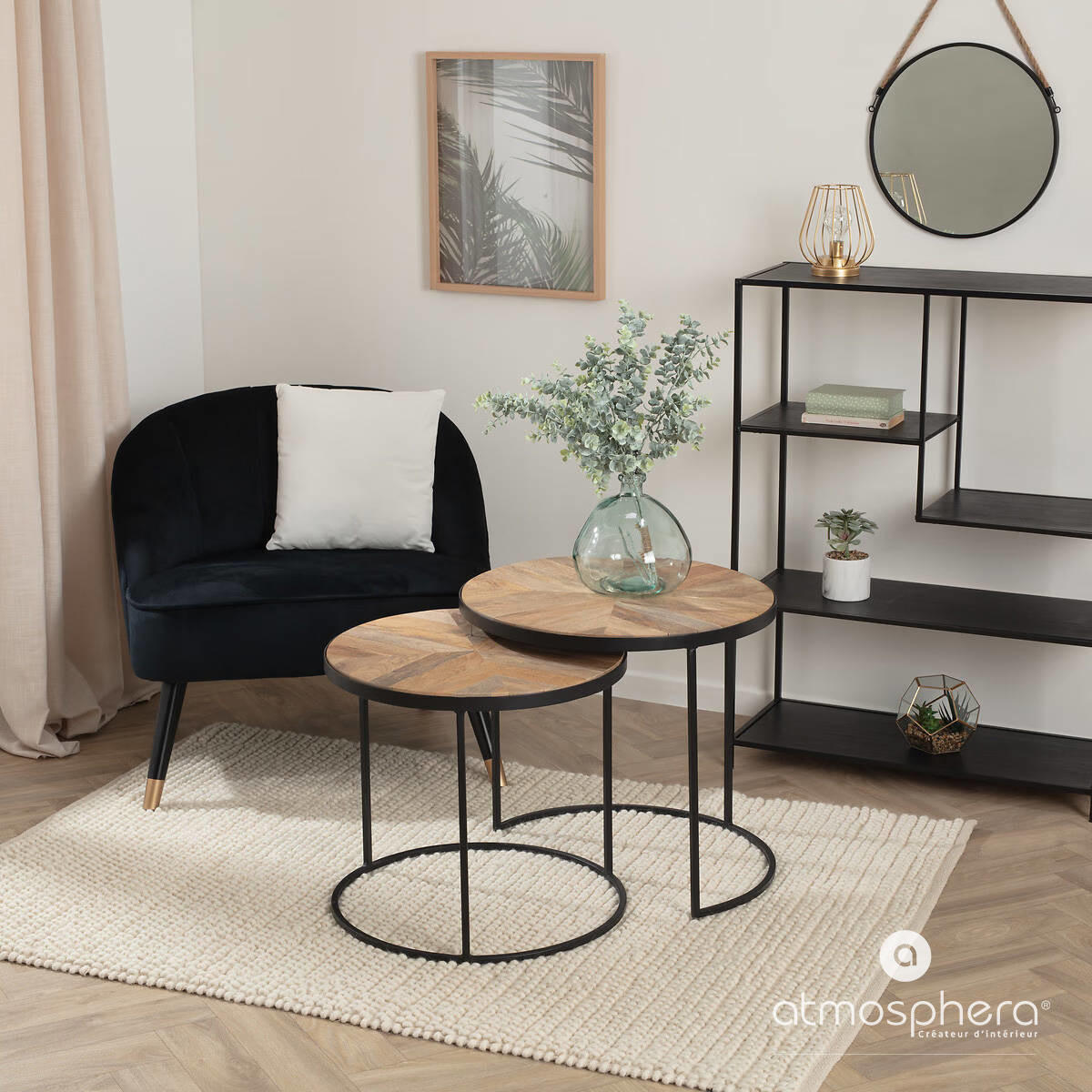 SPIEGEL 37/37/37 cm - Schwarz, Metall (37/37/37cm) - Atmosphera Createur d´interieur