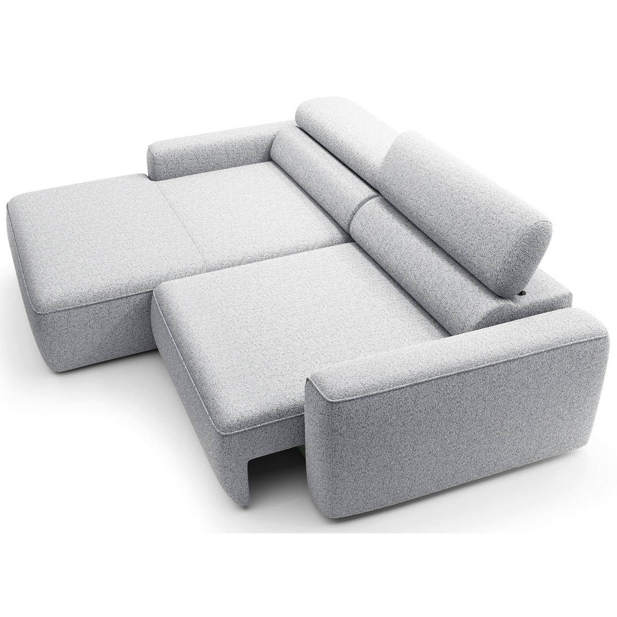 ECKSOFA Fando mit Schlaffunktion, L-Form, 4-Sitzer 252 cm, links Flechtstoff Hellgrau - Hellgrau/Schwarz, Holz/Kunststoff (252/182cm) - Selsey