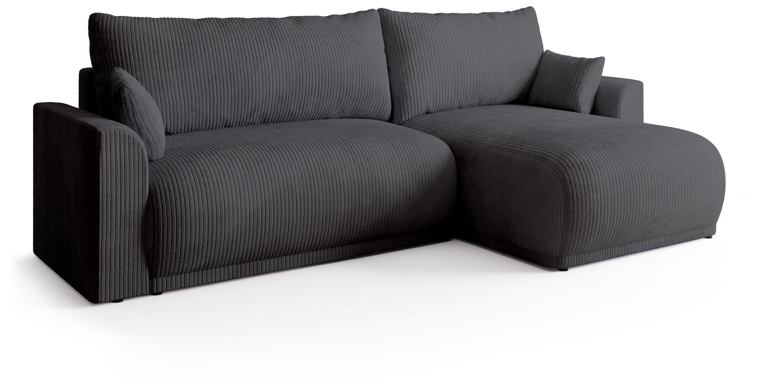 ECKSOFA MORENO mit Schlaffunktion Grau Cord - Grau, Textil (262/160cm) - Bromarkt
