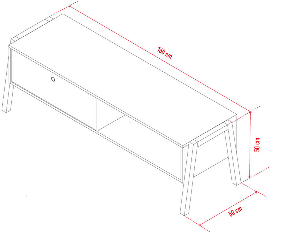 TV-SCHRANK SPOT - Weiß, Holzwerkstoff (160/50/50cm)