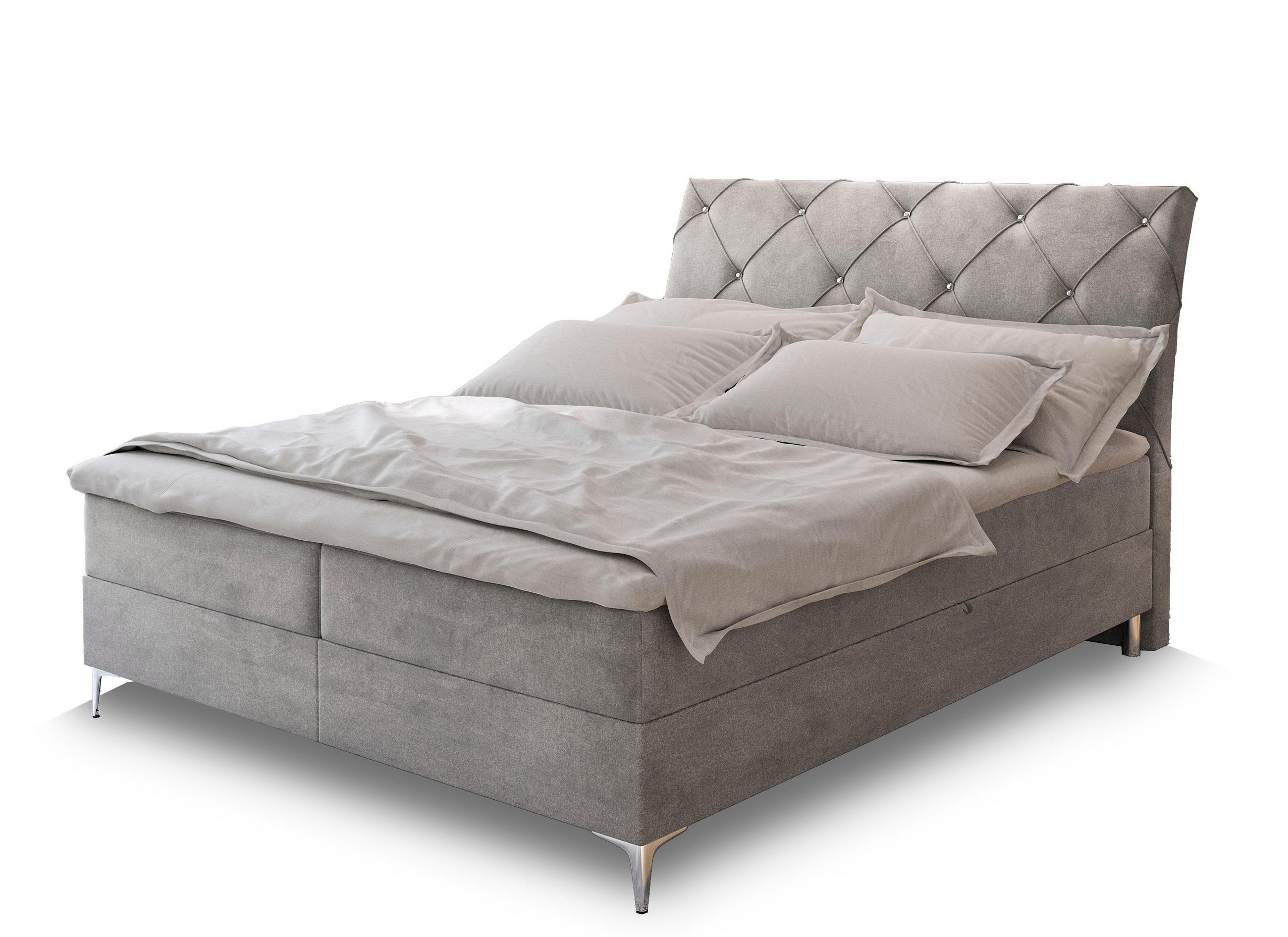 BOXBETT MACON 160x200 cm mit Matratze und Topper - Grau - Grau, Holz (160/200cm) - MASSENO