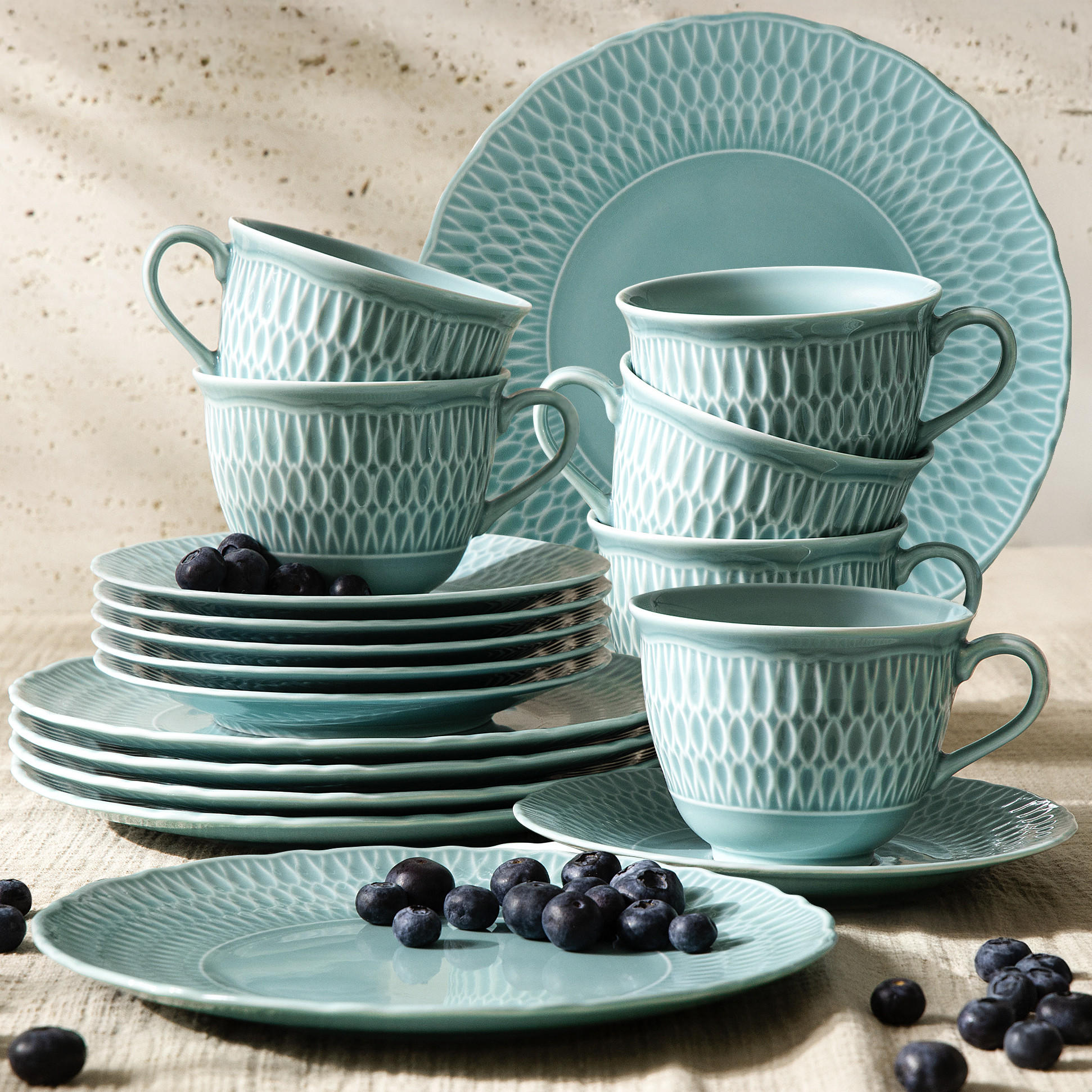 KAFFESERVICE CMIELOW SOFIA Kombiservice - Hellblau, Keramik (21/7.5/21cm) - KONSIMO®