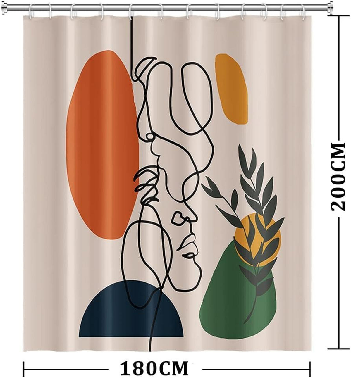 DUSCHVORHANG 180 x 200 cm abstrakt schimmelresistent wasserdicht waschbar Polyester - Multicolor, Textil (180/200cm) - MCBOSON