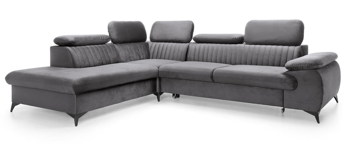 ECKSOFA 275 cm mit verstellbaren Kopfstützen Xanto L, Links, Dunkelgrau - Dunkelgrau, Holz (275/221cm) - Emporius