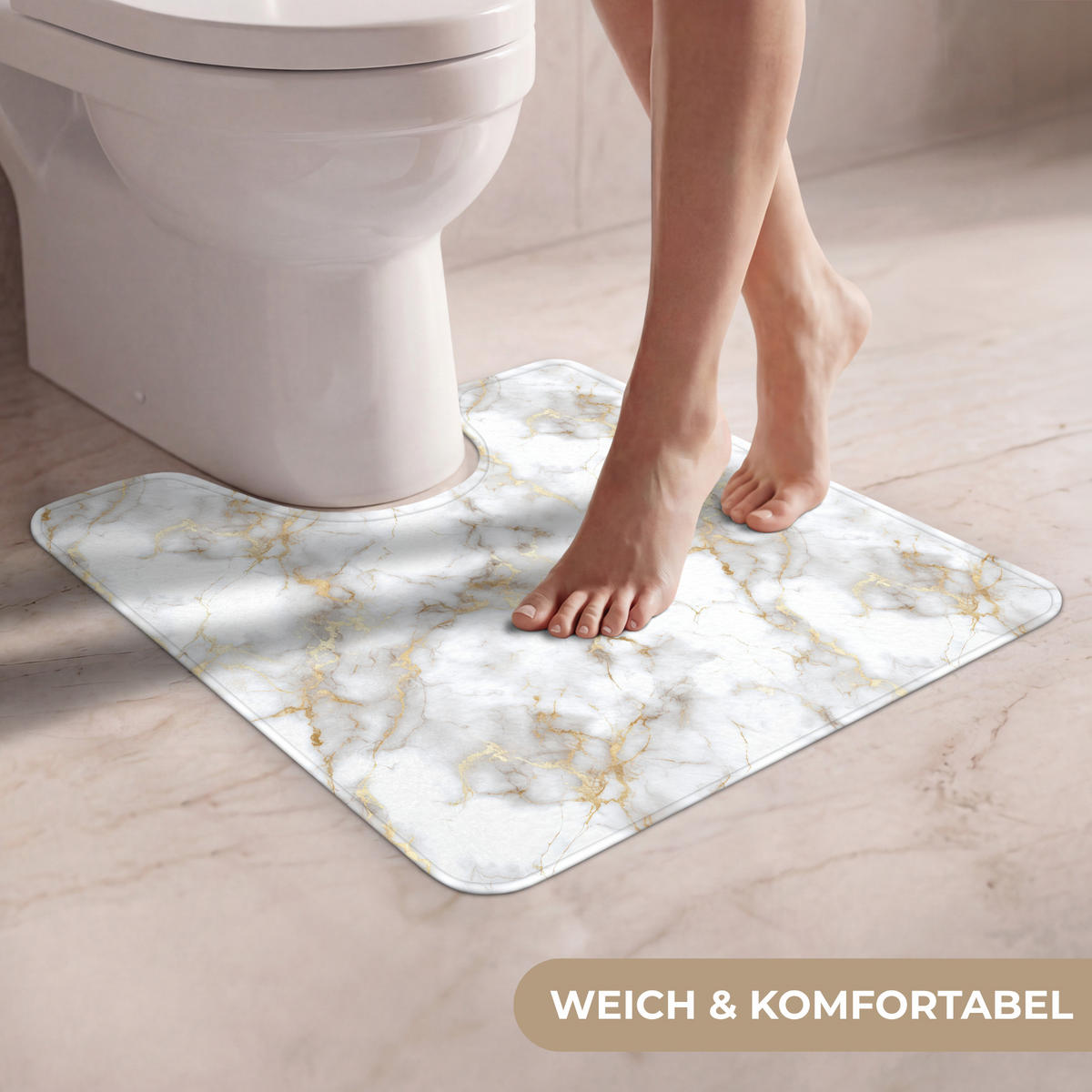 WC PŘEDLOŽKA Zlaté žilky - Mramor - Bílý 55x60 cm - bílá, textil/plast (55/1cm) - OnlyWow