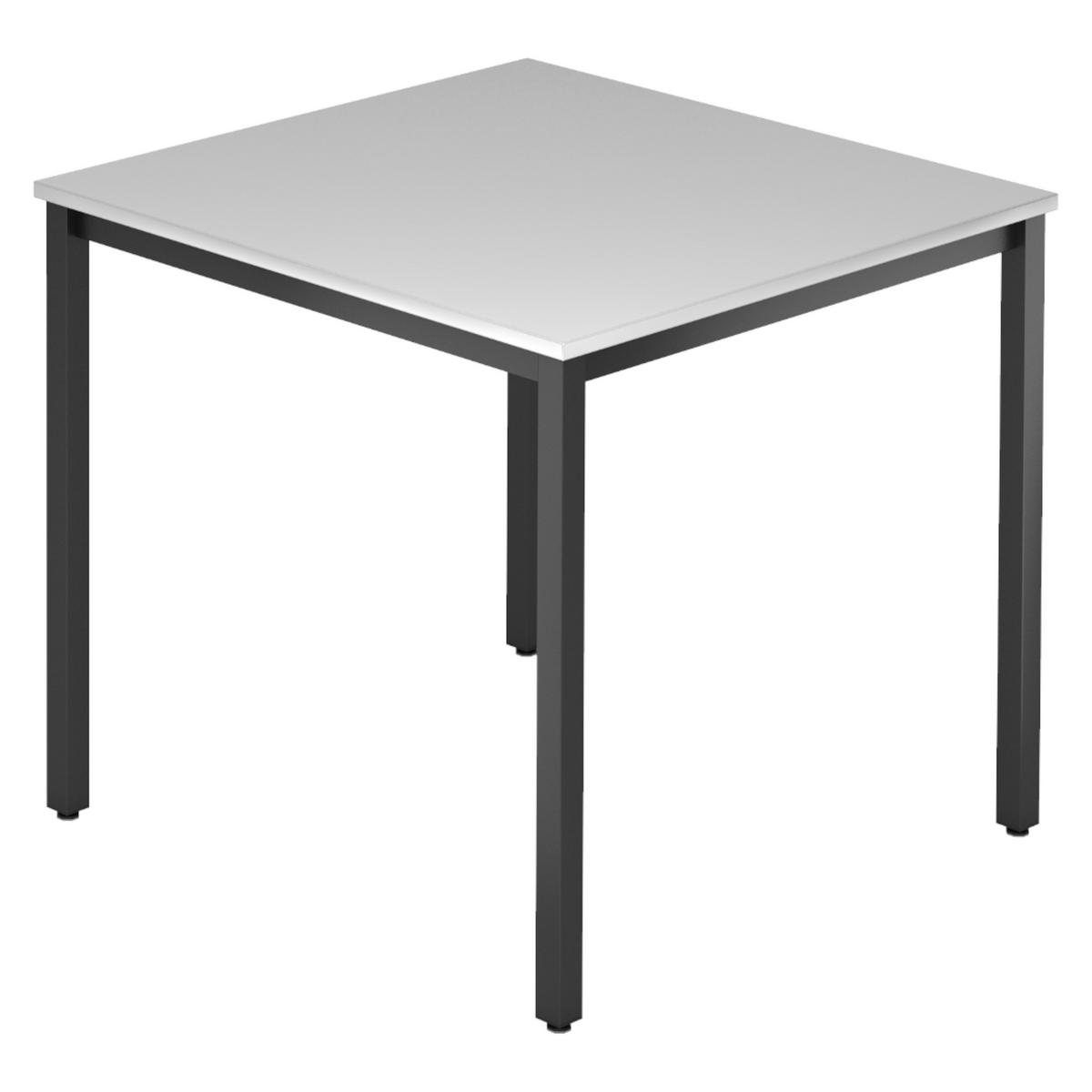 BESPRECHUNGSTISCH Serie-D 80/80/72 cm in Grau/Vierkantrohr schwarz - Schwarz/Grau, Holzwerkstoff (80/80/72cm) - bümö