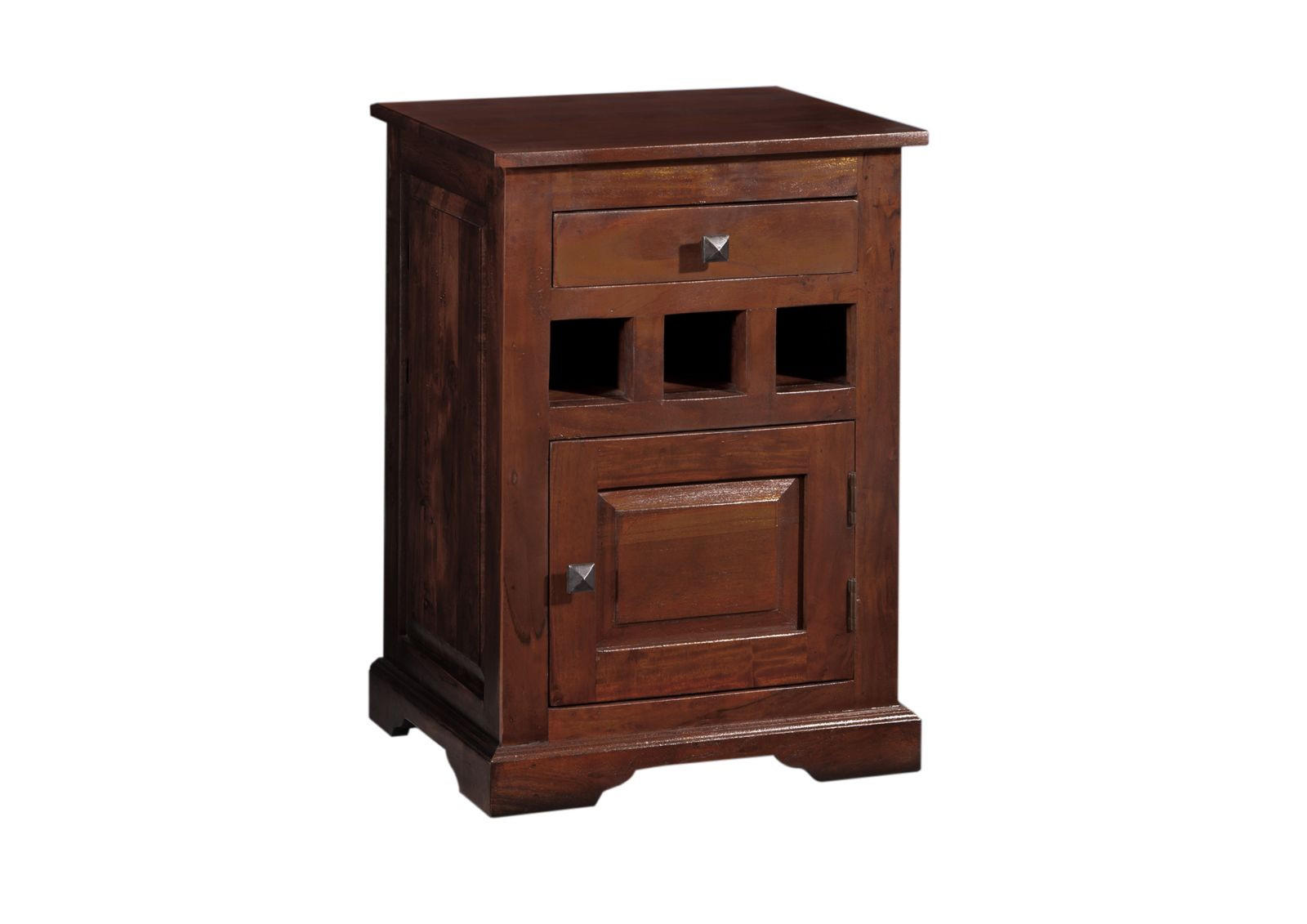 NACHTTISCH Akazie 46x40x65 nougat lackiert OXFORD #269 - Dunkelbraun, Holz (46/65/40cm) - Massivmoebel24