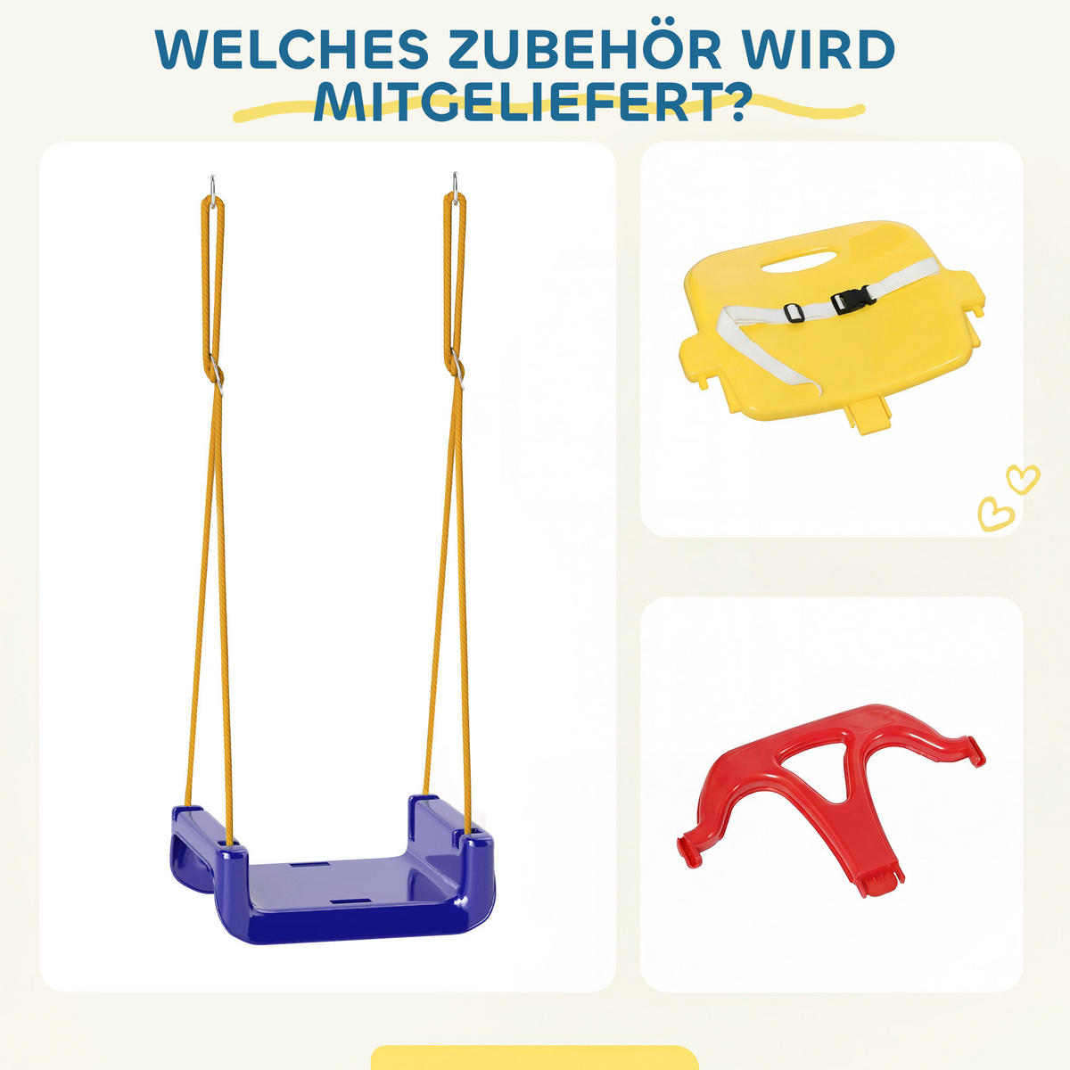 KINDERSCHAUKEL Rot, Blau, Gelb - Dunkelblau, Kunststoff (33/42cm) - Outsunny