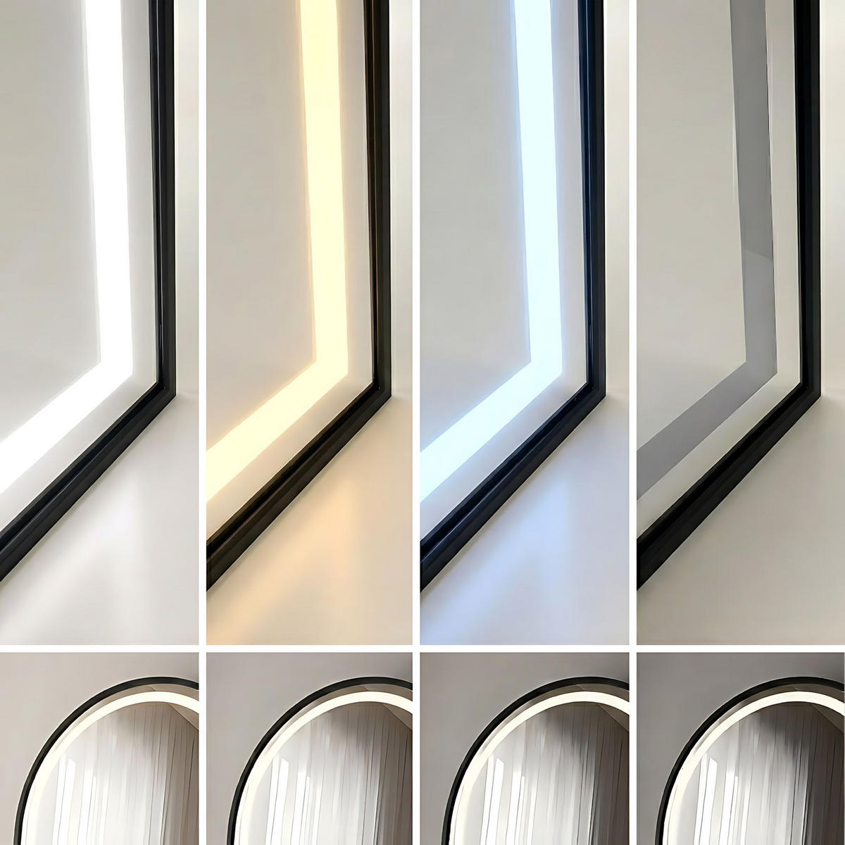 SPIEGEL Rea Led Orbit 50x160cm Black - Schwarz, Kunststoff (50/160/3cm) - REA