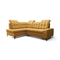 ECKSOFA KONGO RBN16, Eckcouch in L-Form mit Schlaffunktion, Farbe: Gelb, Velourstoff, Ottomane Links - Gelb, Textil (268/210cm) - O-Sofa