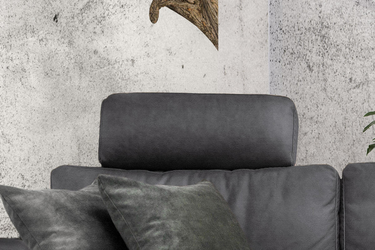 ECKSOFA XL MOTOR. RELAXFUNKTION LOLA Grau Webstoff - Schwarz/Grau, Textil (304/178cm) - KAWOLA