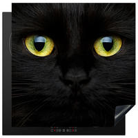 HERDABDECKPLATTE Katze - Augen - Gelb - Schwarz Induktionsmatte 78x78 cm - Schwarz, Kunststoff (78/78/0.2cm) - MuchoWow