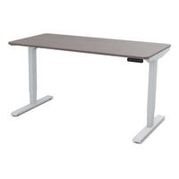 SCHREIBTISCH Elektrisch höhenverstellbarer Schreibtisch Y-Line Curved Sichtbeton Anthrazit Weißaluminium 120/80/62-127cm - Schieferfarben/Weiß Hochglanz, Holzwerkstoff/Metall (80/120/127cm) - ASSMANN