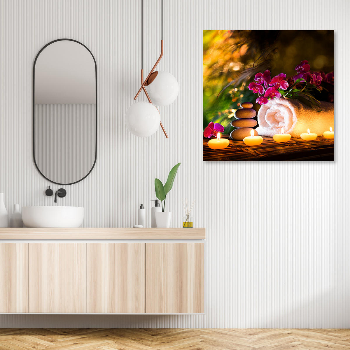 WANDBILD abstrakt lila - Lila, Textil (50/50cm) - Feeby