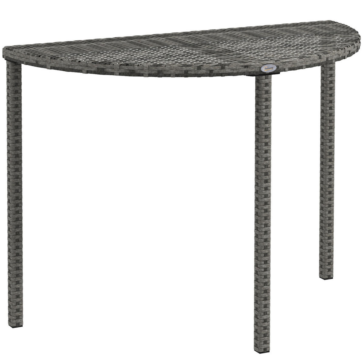 BALKONTISCH, Grau, PE Rattan, Metall - Grau, Kunststoff (100/50/74cm) - Outsunny