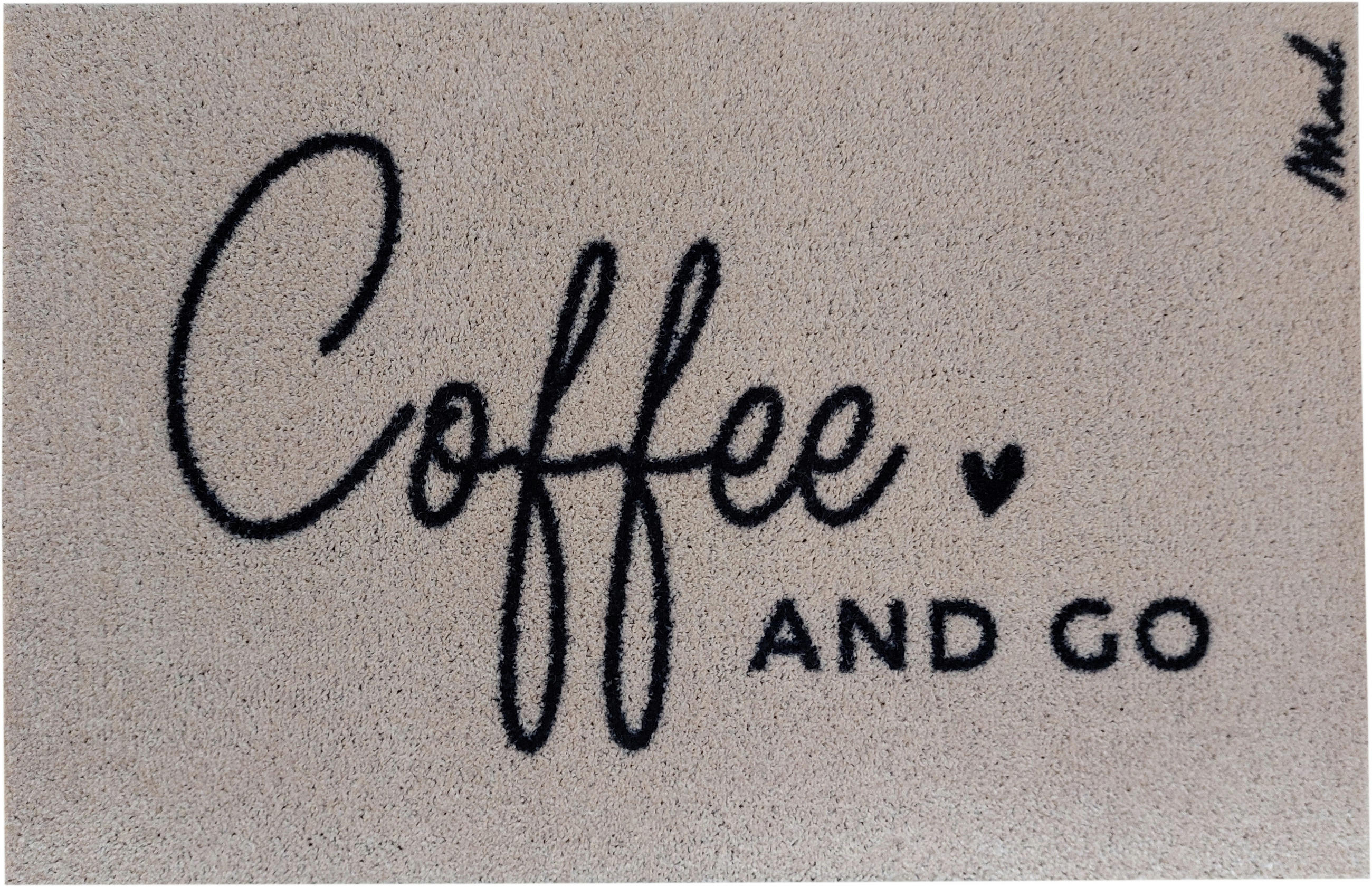 OUTDOOR FUßMATTE "Coffee" mit Spruch "Coffe and go" Beige 50 x 75 cm - Beige/Schwarz, Kunststoff/Textil (50/75cm) - MAD ABOUT MATS