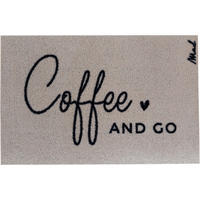 OUTDOOR FUßMATTE "Coffee" mit Spruch "Coffe and go" Beige 50 x 75 cm - Beige/Schwarz, Kunststoff/Textil (50/75cm) - MAD ABOUT MATS