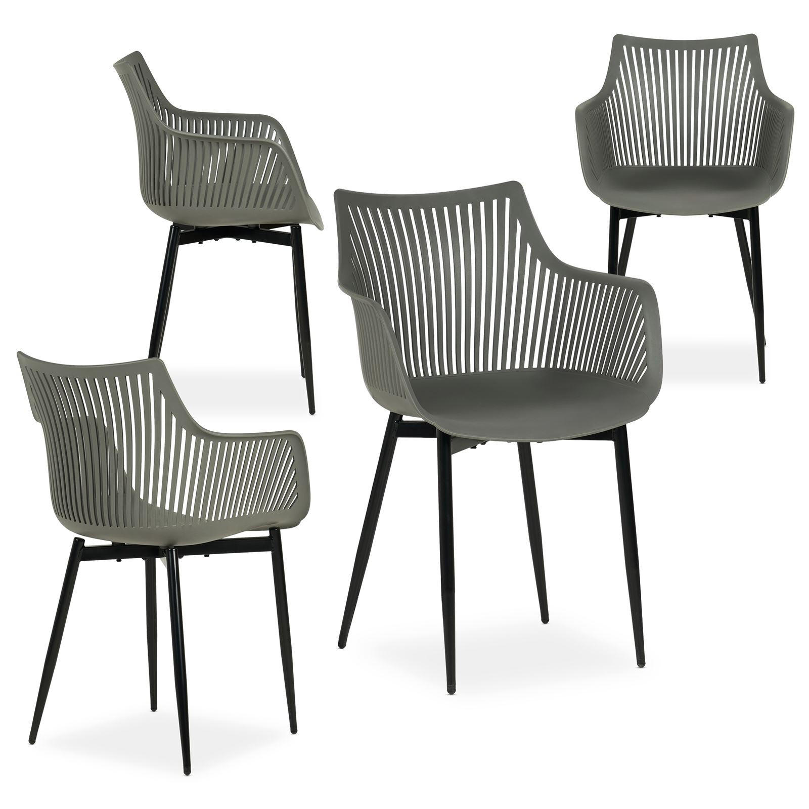 GARTENSTÜHLE VIOLETTA 4er-Set grau - Grau, Textil (55/86/53cm) - IDIMEX