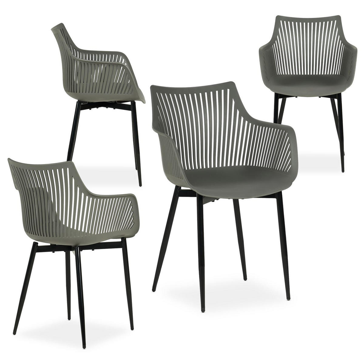 GARTENSTÜHLE VIOLETTA 4ER-SET - Grau, Textil (55/86/53cm) - IDIMEX