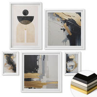 WANDBILDER 5er-Set - 50x50 cm & 20x30 cm & 40x60 cm Weißer Rahmen - Abstrakte Geometrie-Komposition - Weiß, Kunststoff (40/60cm) - ArtPrintCave