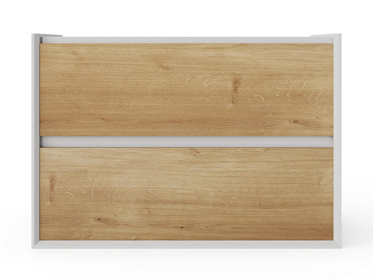 WASCHBECKENUNTERSCHRANK hängend - Holzfarben & Weiß - 80 cm - LANNICK - Naturfarben, Holz (80/55/45.6cm) - Vente-Unique