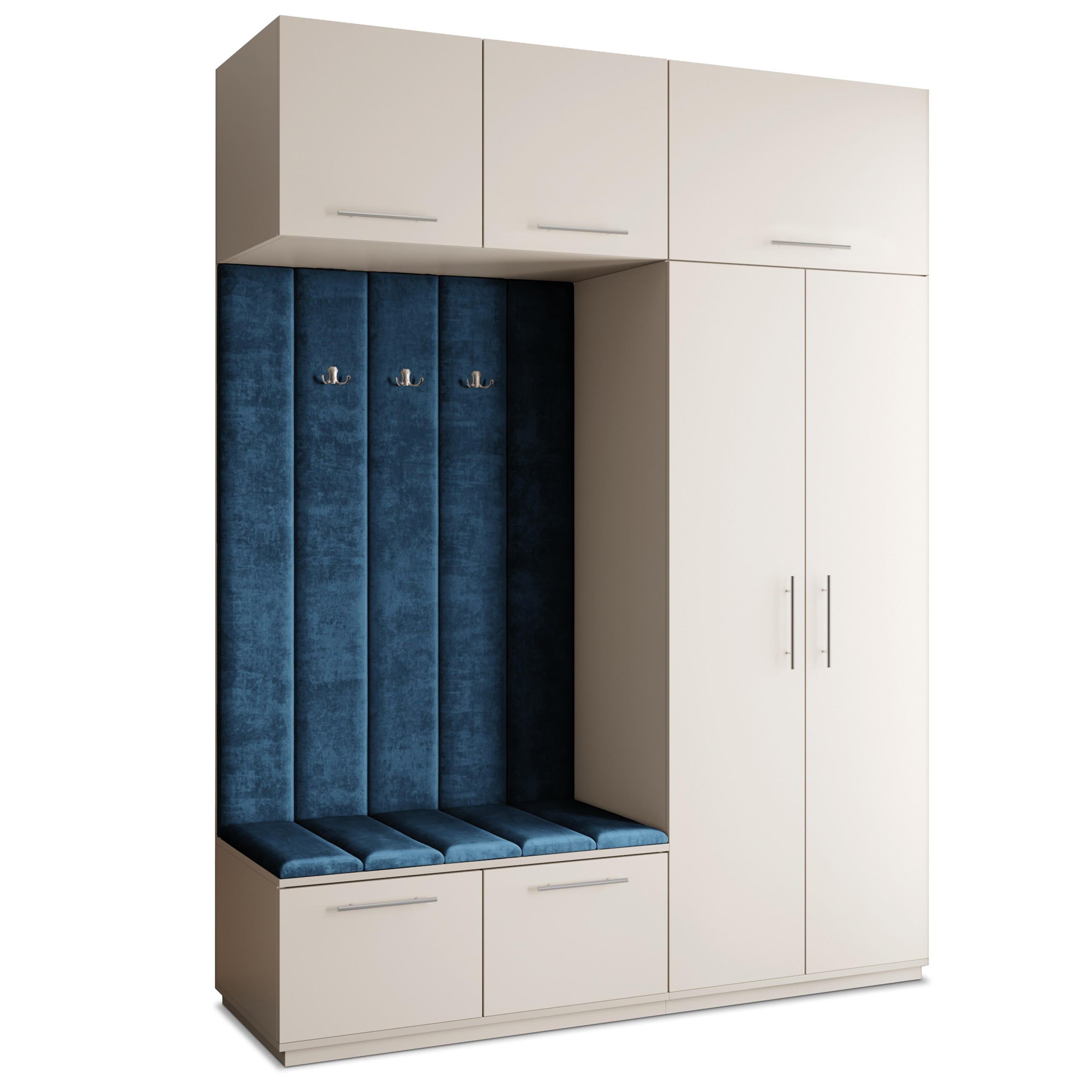 GARDEROBENSCHRANK REMA 180/240/60 cm Modern Garderobe-Set Kaschmir - Kaschmir/Blau, Holzwerkstoff (180/240/60cm) - MASSENO