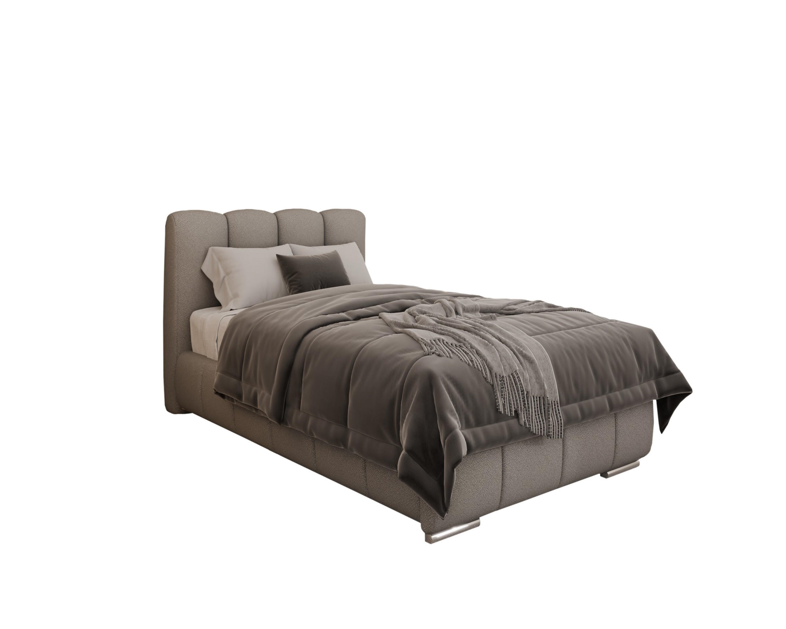 POLSTERBETT Zaira 100x200cm – Elegantes Polsterbett für modernen Wohnstil , ohne matratze, hellgrau - Hellgrau, Holz (100/200cm) - Homesy
