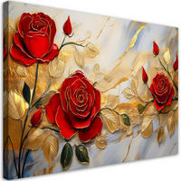 WANDBILD rosen goldblumen marmorhintergrund - Rot, Textil (60/40cm) - Feeby