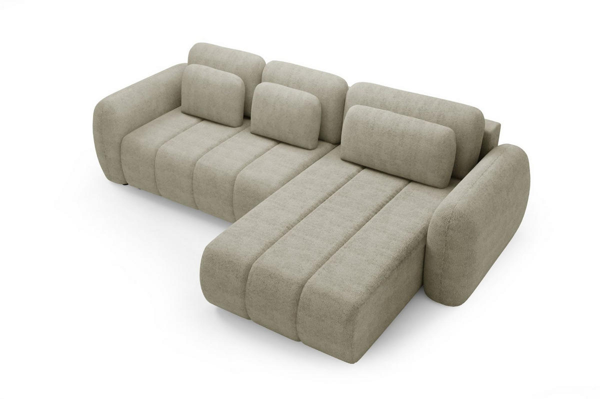 ECKSOFA Caria Mit Schlaffunktion - Creme, Holzwerkstoff/Textil (304/190cm) - Fun Möbel