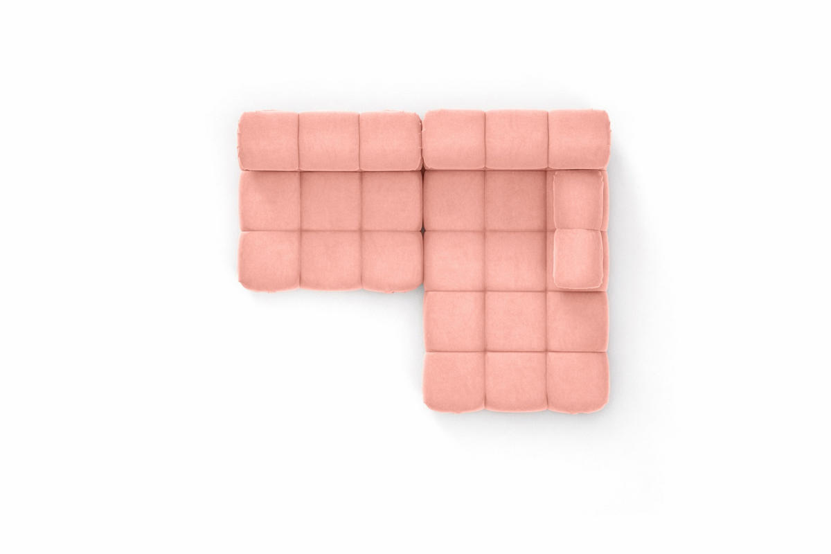 ECKSOFA L-Form Mini II Modular, Veloursstoff Salvador, Rosa, Rechts, Selia - Pink, Holz (190/160cm) - Kaiser Möbel