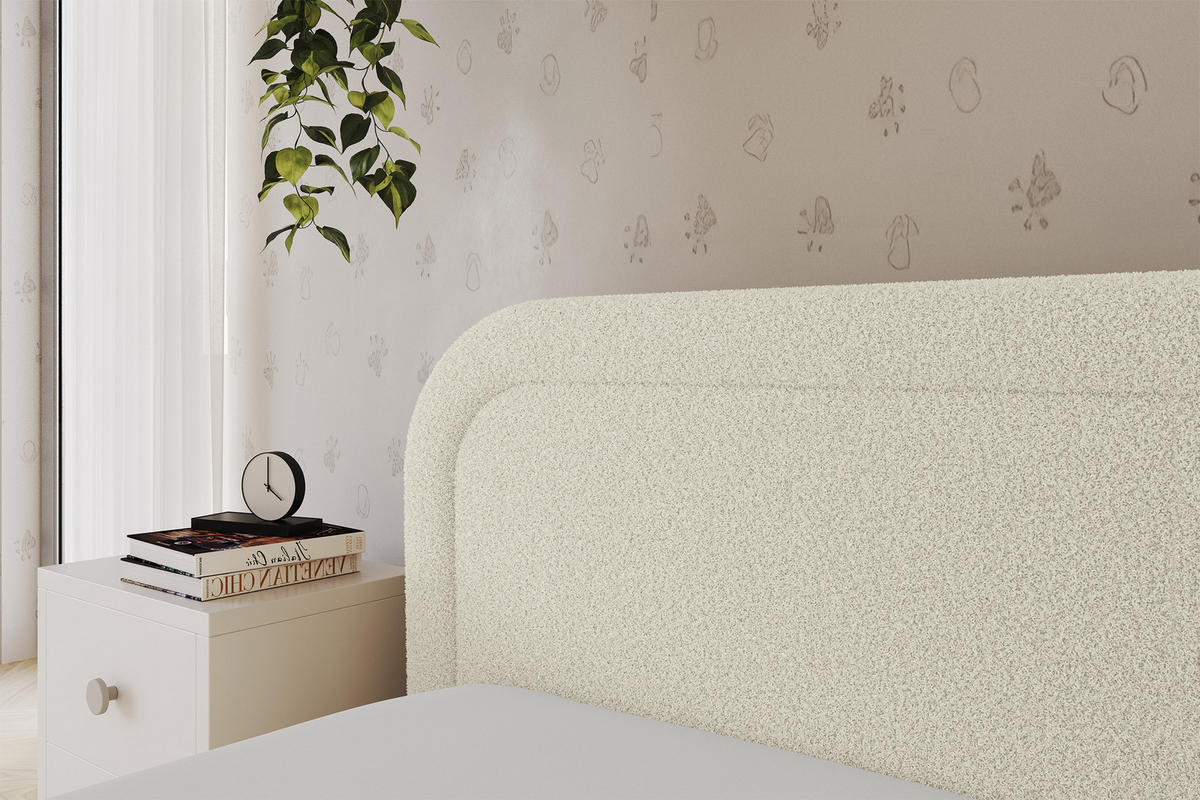EINZELLBETT Jugendbett mit Bettkasten, Rechts - JOVY 100x200 Beige - Perlmutt, Holzwerkstoff/Textil (100/200cm) - ALTDECOR
