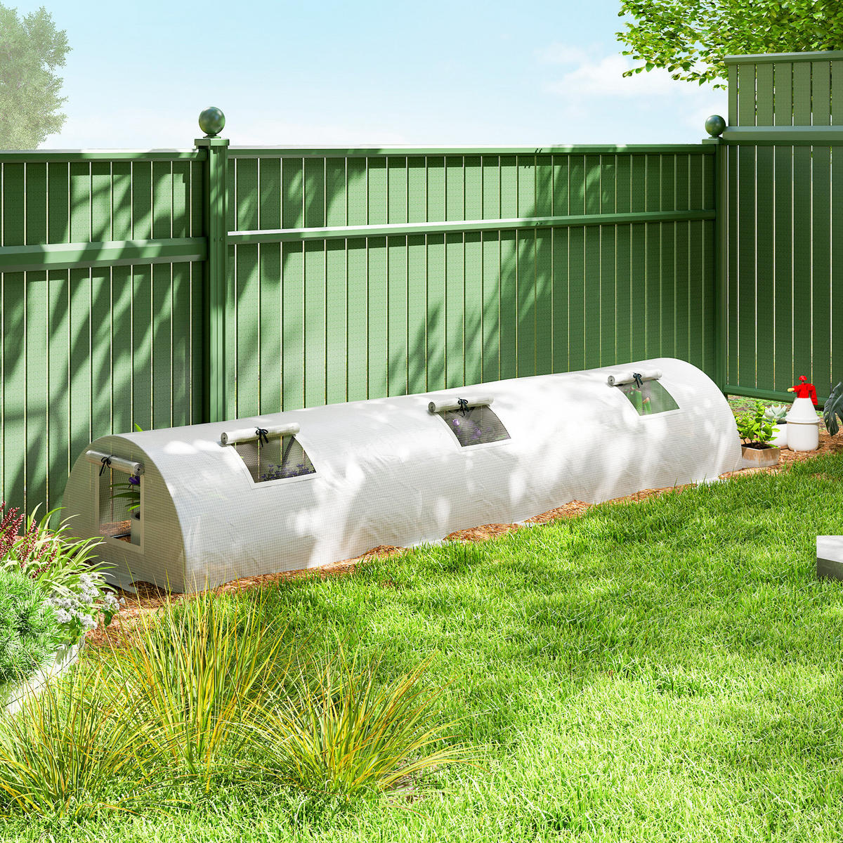 GEWÄCHSHAUS, 300L x 80B x 45H cm - Weiß, Kunststoff/Metall (80/45/300cm) - Outsunny