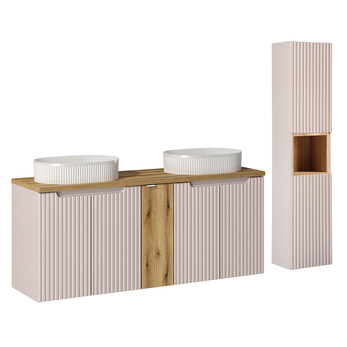 KOUPELNOVÝ NÁBYTEK 140cm Riva 2er-Set Kašmír - kašmírová, kompozitní dřevo (140/57/40cm) - Petits-meubles