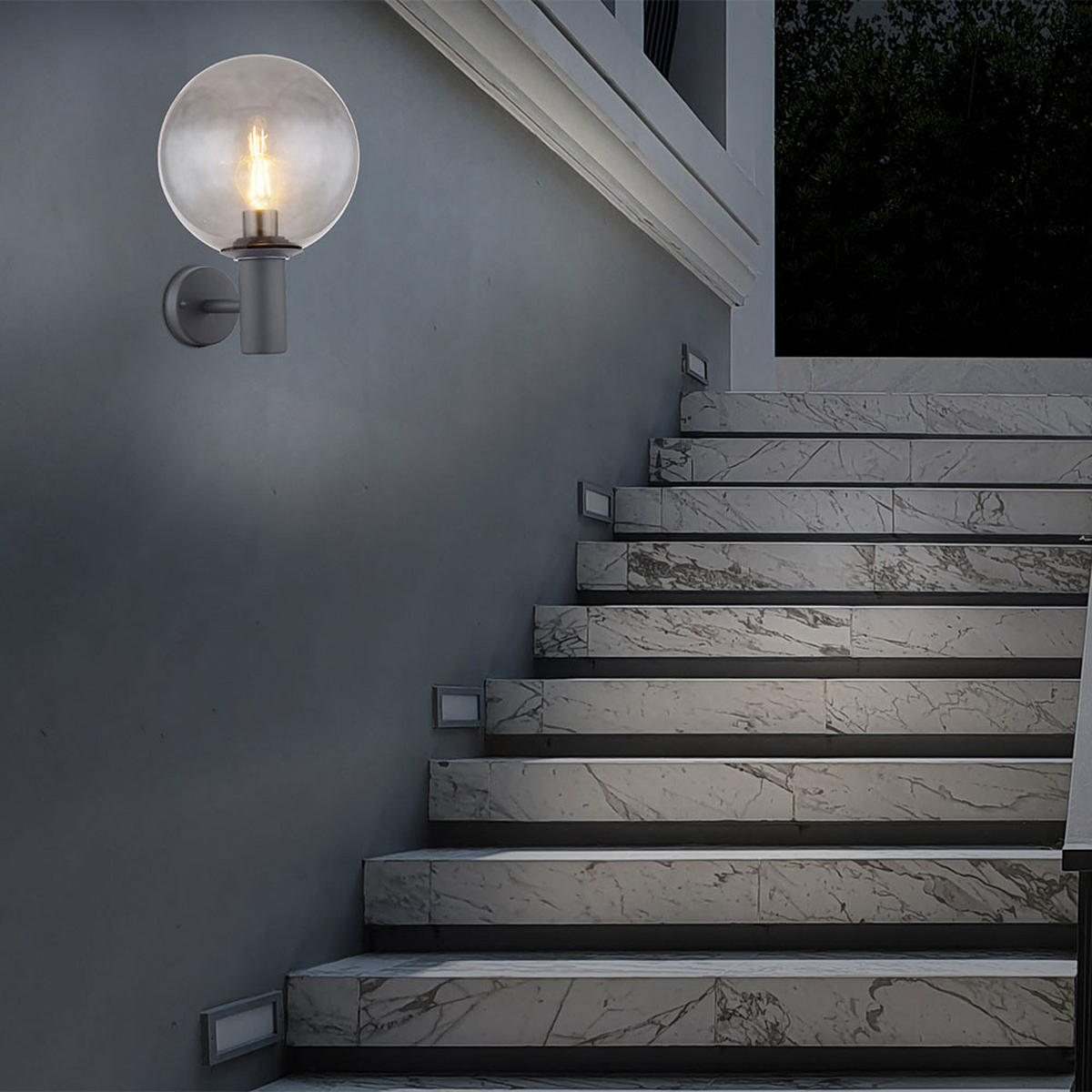 LED AUSSEN-WANDLEUCHTE Glas Anthrazit Metall - Anthrazit, Glas (25/37/26.5cm) - Globo Lighting
