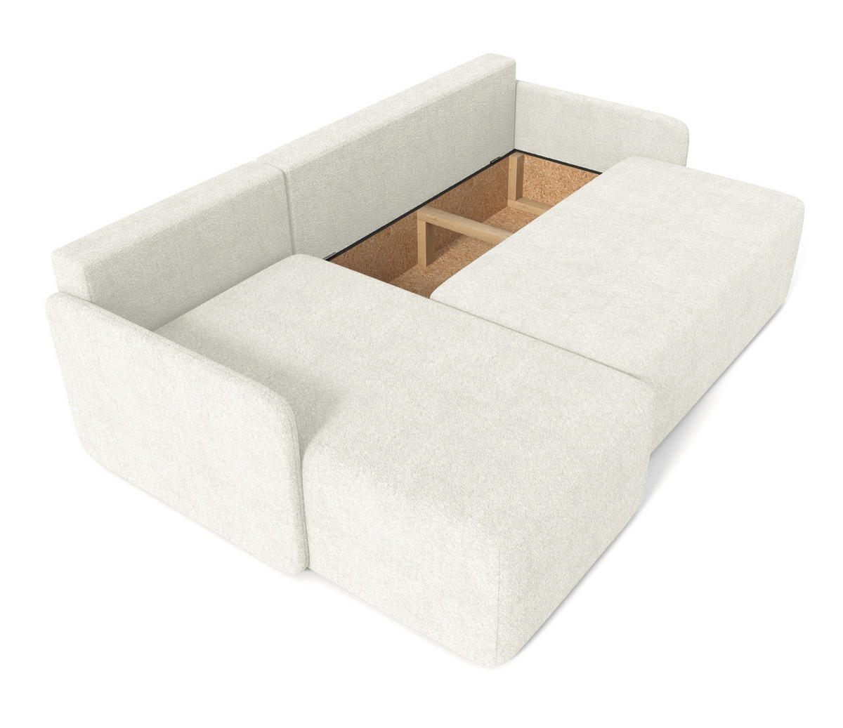 ECKSOFA Bloom Creme Bouclé - Creme, Textil (212/142cm) - Selsey