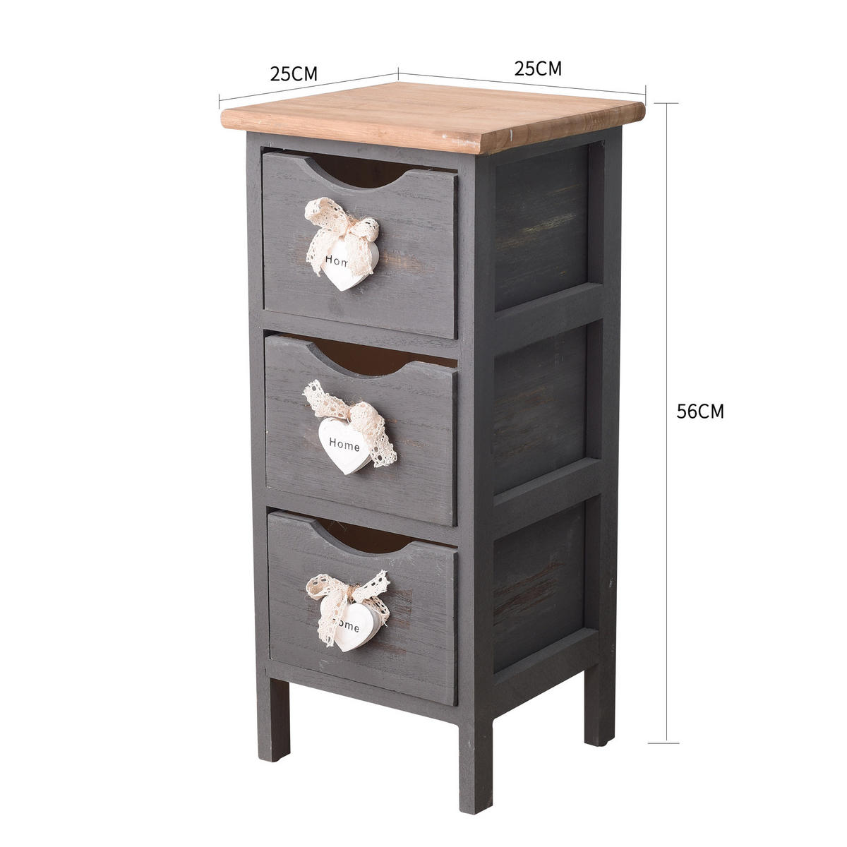 NACHTTISCH Grau 25/25/56 cm - Grau, Holz (25/56/25cm) - Mobili Rebecca