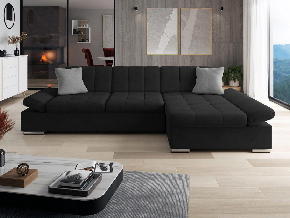 ECKSOFA Malwi, Seite: Rechts - Schwarz, Holz/Textil (278/161cm) - MIRJAN24