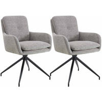 ESSZIMMERSTUHL 2er Set Stoff Taupe - Taupe/Schwarz, Textil/Metall (58/85/63cm) - CLP