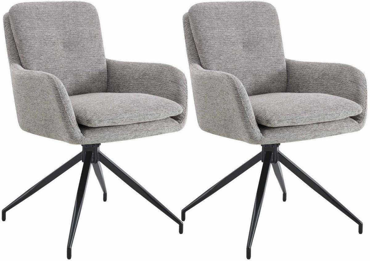 ESSZIMMERSTUHL 2er Set Stoff Taupe - Taupe/Schwarz, Textil/Metall (58/85/63cm) - CLP