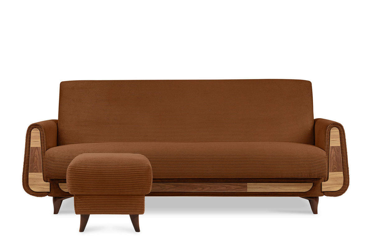 FUẞSTÜTZE GUSTAVO II, Rostbraun - Rotbraun/Braun, Holz/Holzwerkstoff (53/49/53cm) - KONSIMO®
