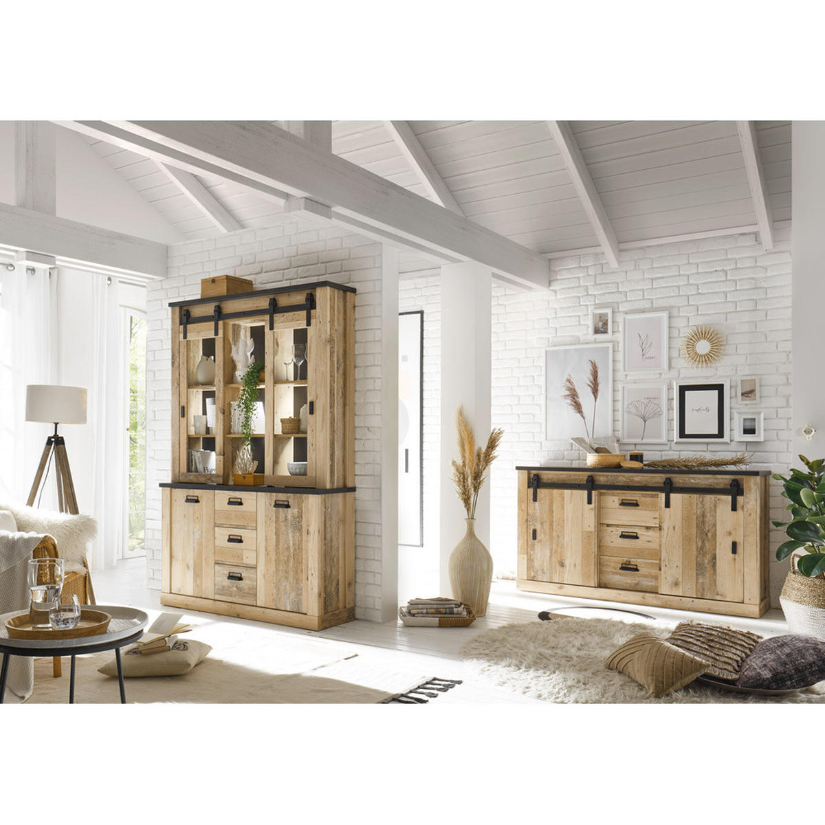 BUFFET Shelton-61 - Braun, Holzwerkstoff (133/201/38cm) - Lomado